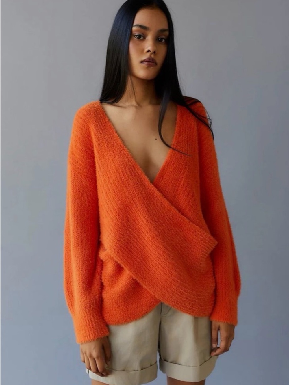 Urban Outfitters Kane Wrap-Front V-Neck Sweater - #130